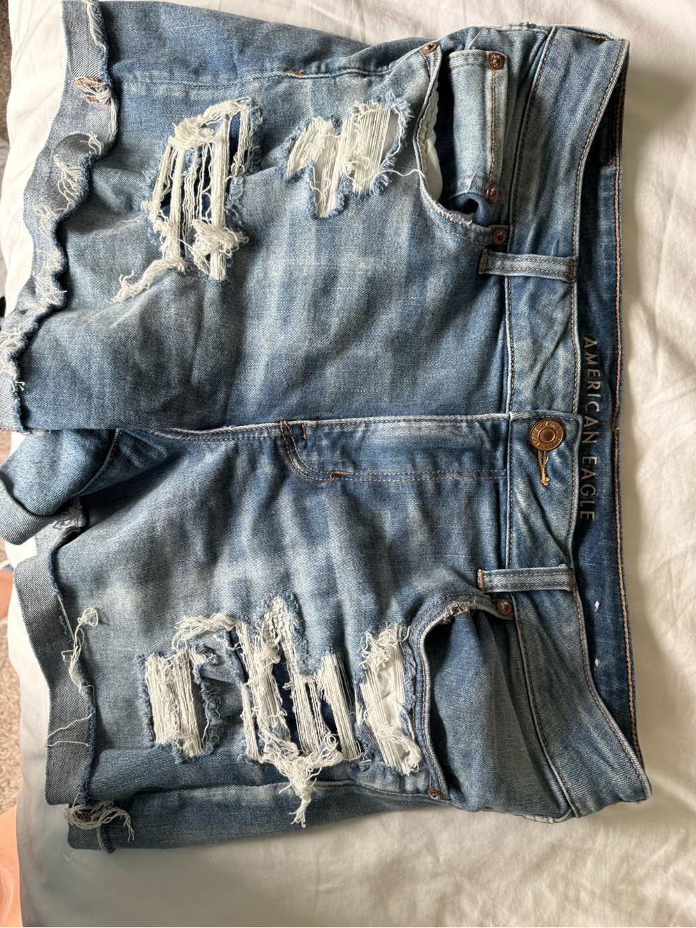 American Eagle Outfitters Medium Blue Denim Jacket with Contrast Stitching